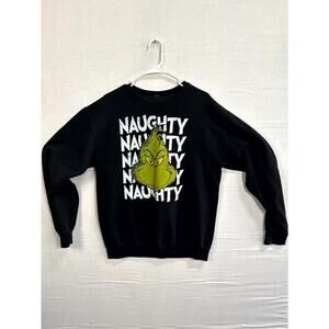 Dr. Seuss The Grinch Sweatshirt Women's Medium Black Graphic Christmas Naughty